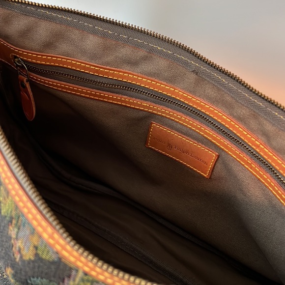 Vintage 80’s Ralph Lauren Floral Tapestry and Leather Messenger Crossbody Bag - Picture 5 of 9